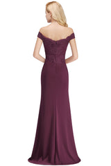 Burgundy Formal Dress Cap sleeve Lace Appliques Mermaid Evening Dress