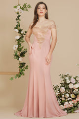 Off the Shoulder Evening Dress Floor Length Dress Mermaid with Lace Appliques