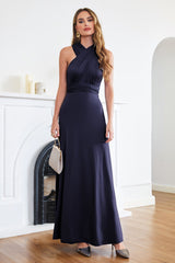 Navy Prom Dress Convertible Floor Length Sheath/Column Evening Dress