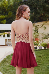 Ivory Chiffon Homecoming Dress A Line Sweetheart Short Prom Dress with Appliques