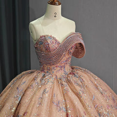 Crystals Beading Sleeveless Quinceanera Dress Ball Gown Floral Sequins Sweet 16 Party Dress