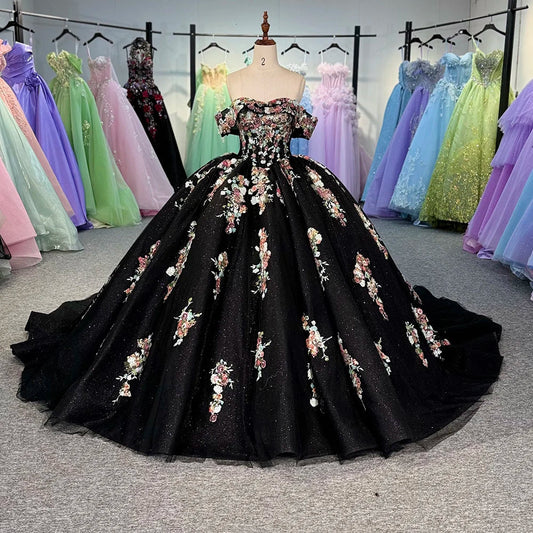 Sequin Quinceanera Dress Scoop Appliques Sweet 16 Ball Gown Party Dress