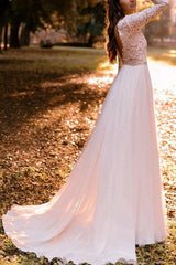 Ivory A-Line Wedding Dress Backless Floor Length Bridal Dress