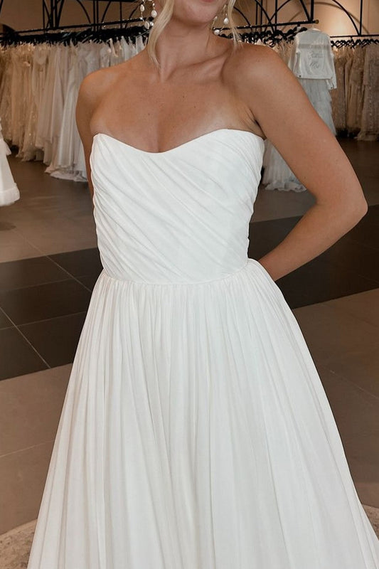 Ivory Wedding Dress Strapless A Line Bridal Dress