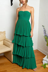 Khalani Dressystars  Strapless Emerald Green Ruffle Multi-Layer Long Prom Dress