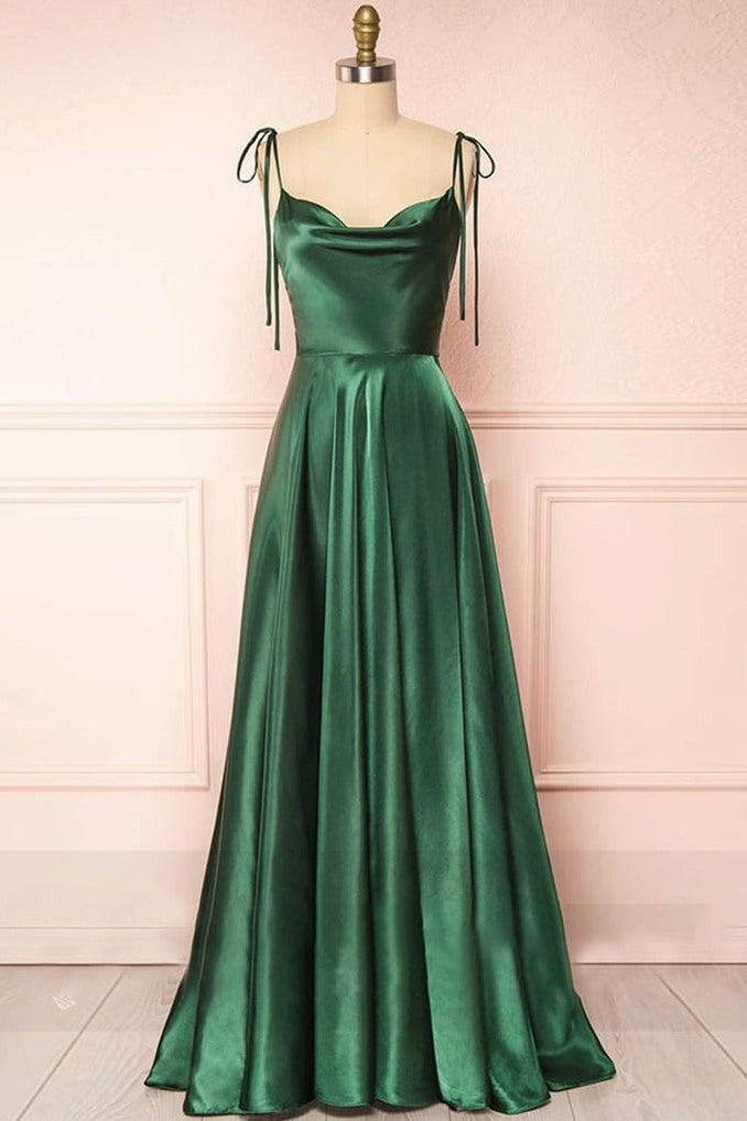 Sweet Cowl Neck Silk A-line Long Prom Dress