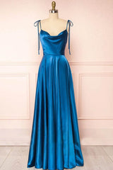 Sweet Cowl Neck Silk A-line Long Prom Dress