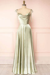 Sweet Cowl Neck Silk A-line Long Prom Dress