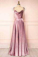 Sweet Cowl Neck Silk A-line Long Prom Dress