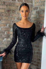 minerva pretty sheath sequin styles homecoming dress with long sleeves