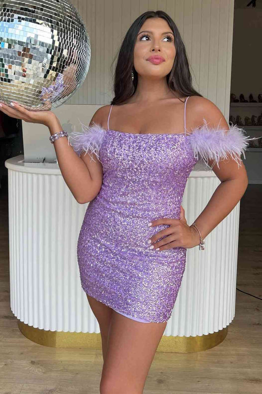 georgiana pretty bodycon sequin styles homecoming dress with chic feather styles