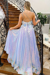 Azaria Dressystars Lilac One Shoulder 3D Flowers Sequin Long Formal Dress