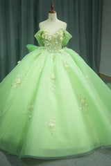 Green Quinceanera Dress Appliques Bridal Gown Party Bow Bride Dress Ball Gown Dress