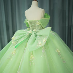 Green Quinceanera Dress Appliques Bridal Gown Party Bow Bride Dress Ball Gown Dress