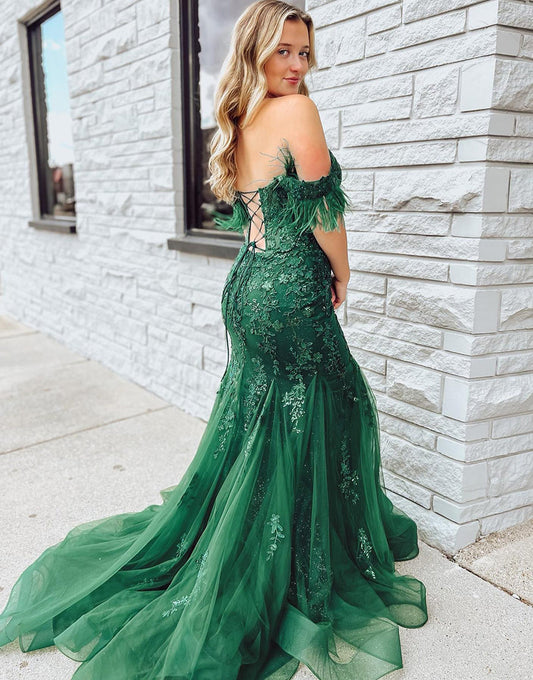 Pauline Dressystars  Dark Green Mermaid Long Sexy Corset Elegant Prom Dress With Delicate Appliques