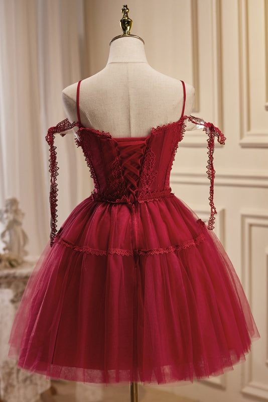 rebecca pretty burgundy a linesexy v neck tulle homecoming dress