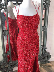 Alayna Dressystars Mermaid Spaghetti Straps Long Sequin Material  Prom Dress