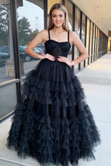 Tiered Ruffle Chic Sweetheart Collar Delicate Beaded  Long Prom Dress