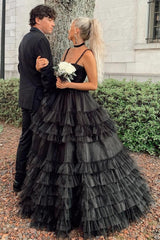 Tiered Ruffle Chic Sweetheart Collar Delicate Beaded  Long Prom Dress