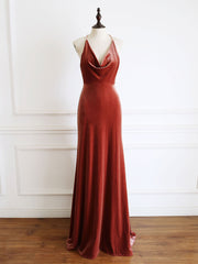 Simple V-Neck Mermaid Long Prom Dress Velvet Formal Evening Dress