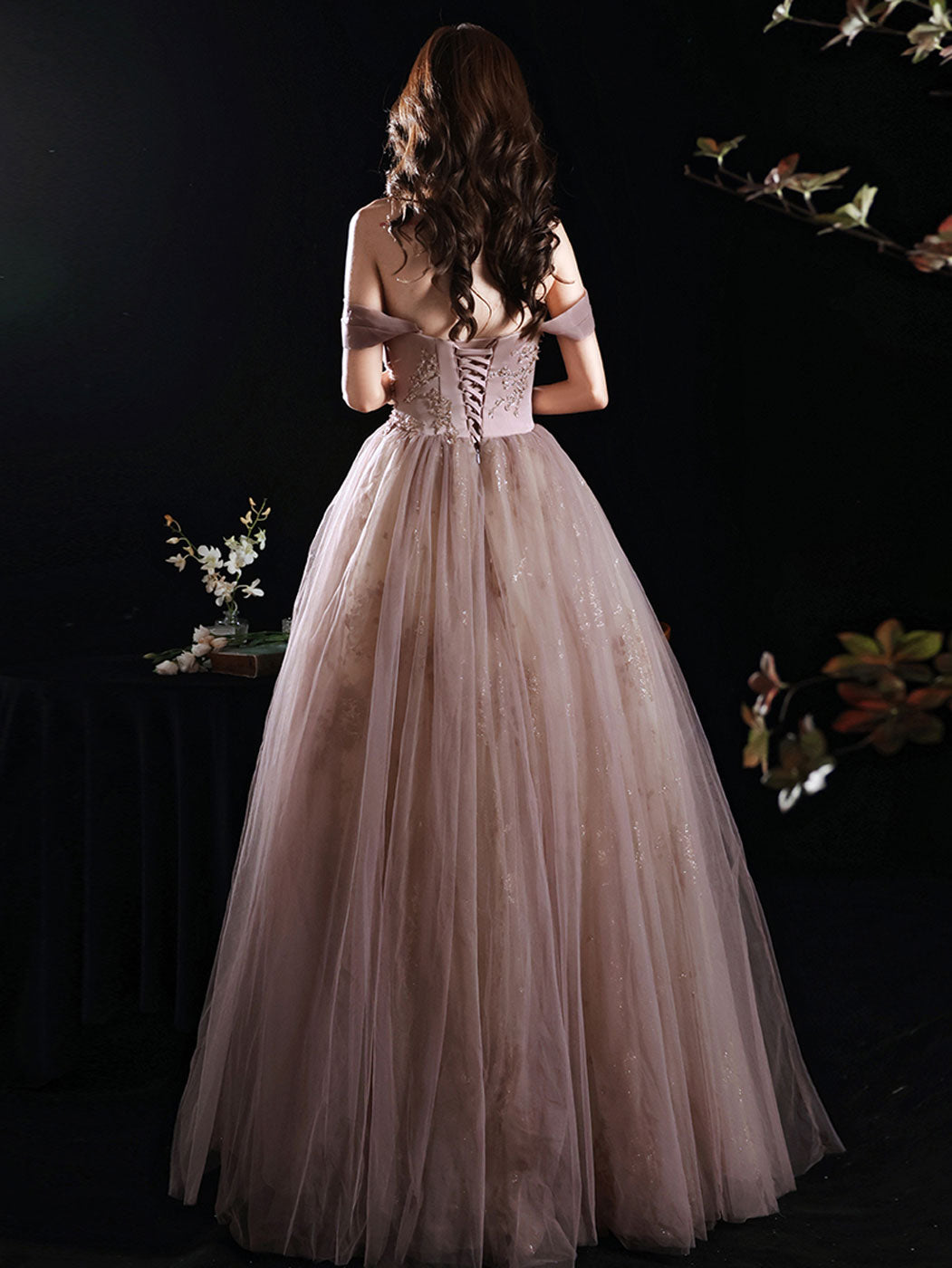 A-Line Pink Long Prom Dress Formal Pink Lace Graduation Dress with Sequin Lace Beading