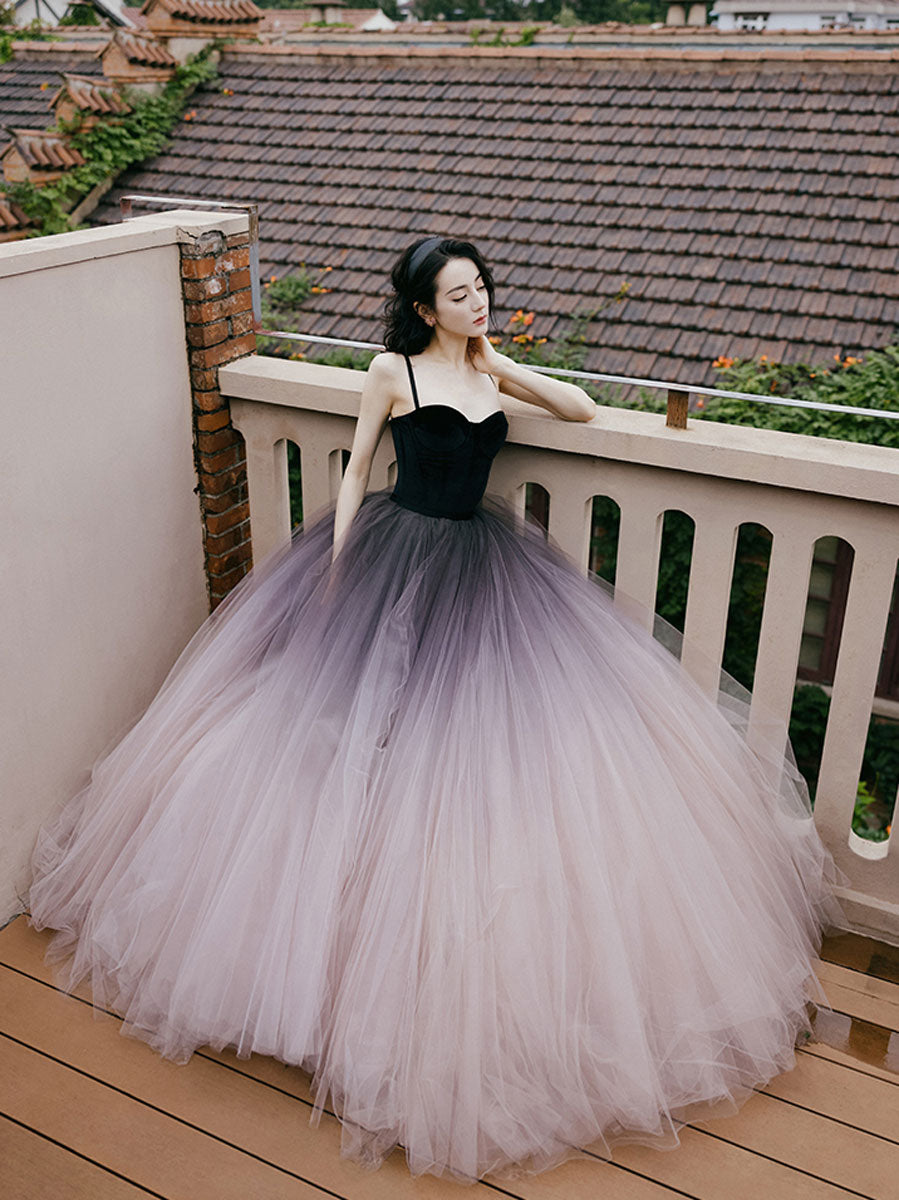 Unique Sweetheart Neck Tulle Long Prom Dress Formal Evening Dress