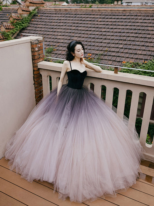 Unique Sweetheart Neck Tulle Long Prom Dress Formal Evening Dress