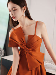 Simple Orange Satin Long Prom Dress A-Line Orange Evening Dress