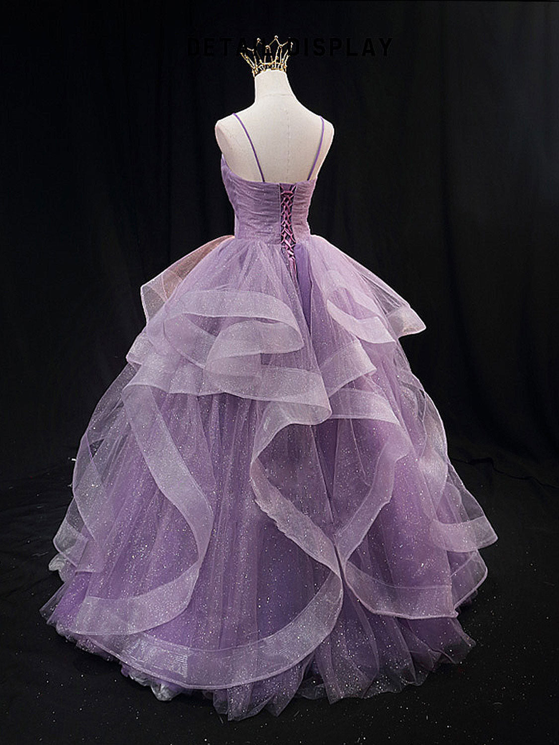 Purple V-Neck Tulle Sequin Long Prom Dress Purple Tulle Formal Dress