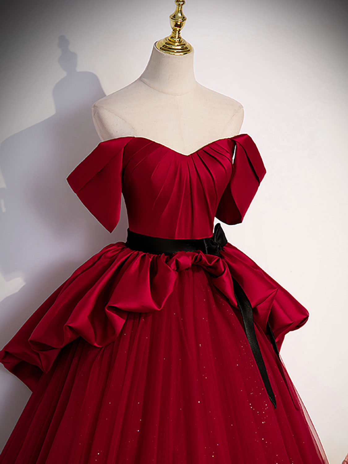 A-Line Satin Burgundy Long Prom Dress Burgundy Evening Dress