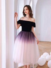 Purple Off-Shoulder Tulle Short Prom Dress Tulle Homecoming Dress