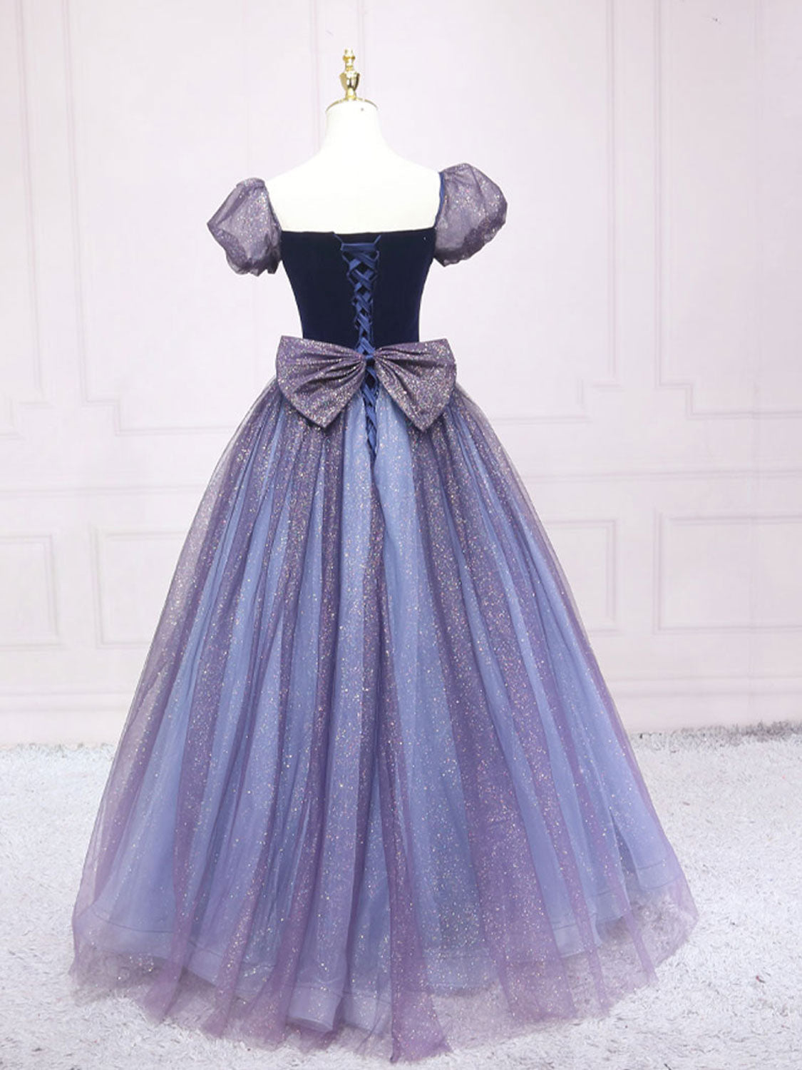 Purple Tulle A-Line Long Prom Dress Purple Tulle Formal Dress