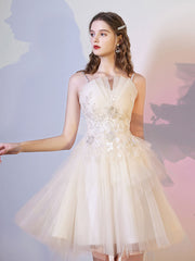 Champagne Mini/Short Prom Dress Champagne Homecoming Dress