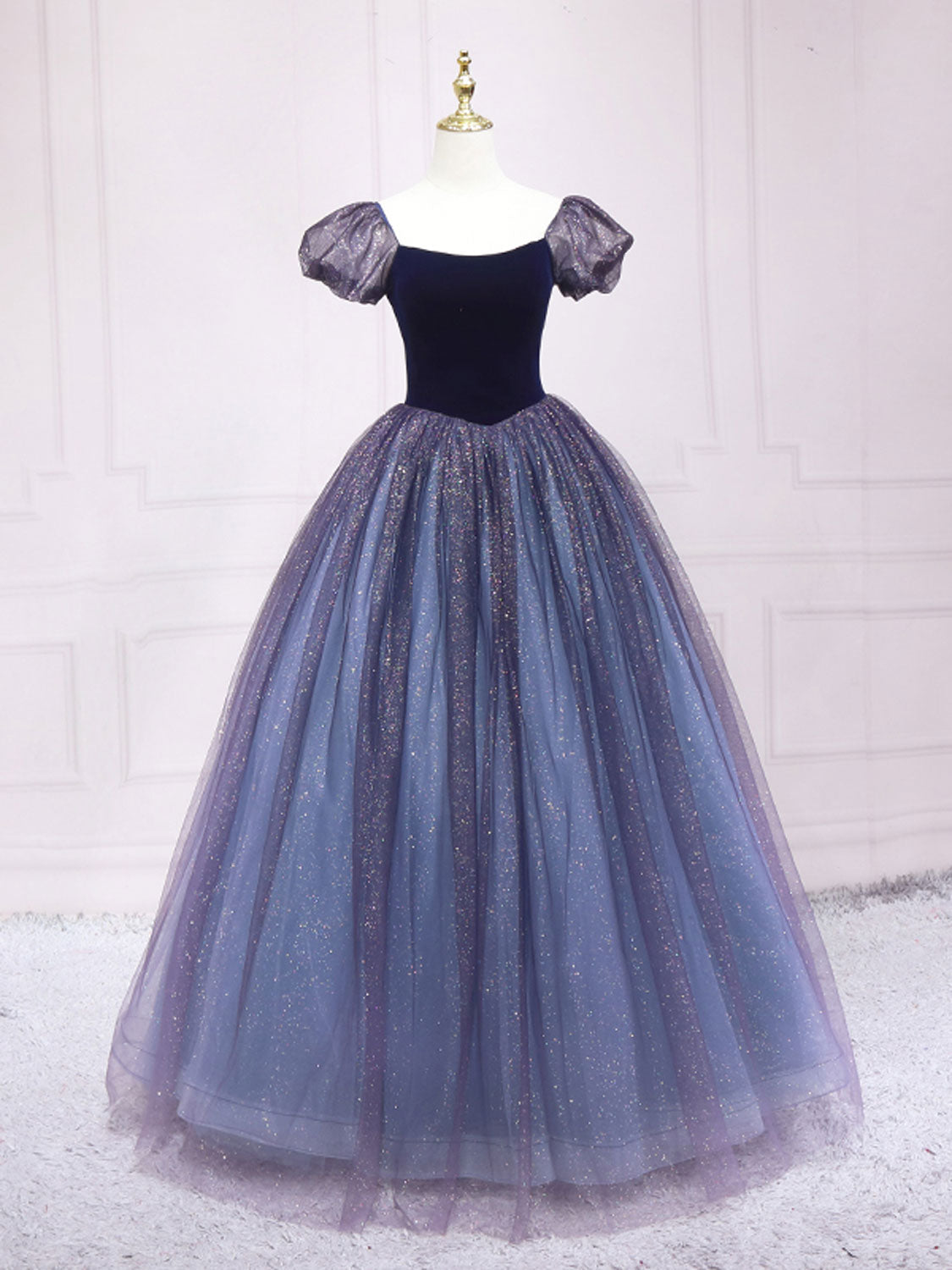 Purple Tulle A-Line Long Prom Dress Purple Tulle Formal Dress