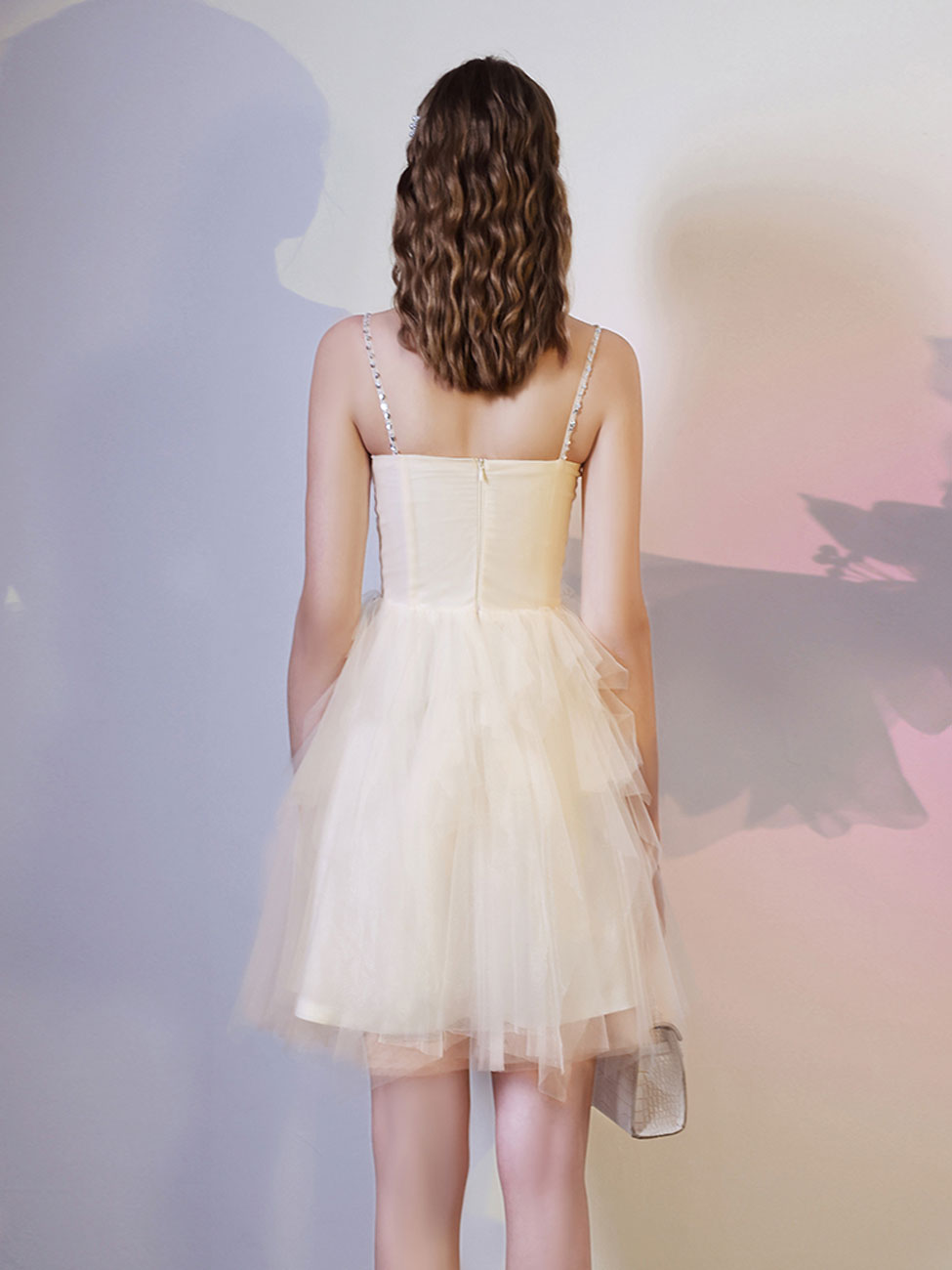 Champagne Mini/Short Prom Dress Champagne Homecoming Dress