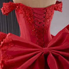 Surprise Price Red Quinceanera Dress Satin Floral Lace Applique Mexico Sweet 15 Ball Gown Dress