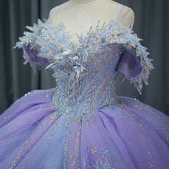 Sweet Purple Quinceanera Dress For 16Th Year Girl Floral Lace Up 15 Prom Gown Ball Gown Dress