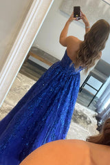 Dressystars A-line Sequined Lace Long Elegant Prom Dress with Pockets