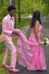 Chic Light Pink 2-Piece Notched Lapel Men's Prom Suit