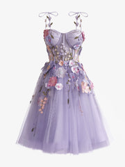 a line lavender bloom mini homecoming dress