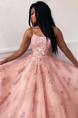 A-Line Spaghetti Straps Long Prom Dress