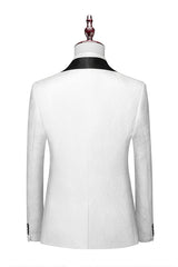 Elegant Shawl Lapel White 3-Piece Men's Suit