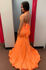 Orange Mermaid Backless Long Prom Dress