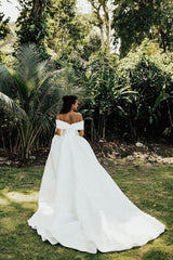 Off The Shoulder A Line Bridal Gown Garden Wedding Dress