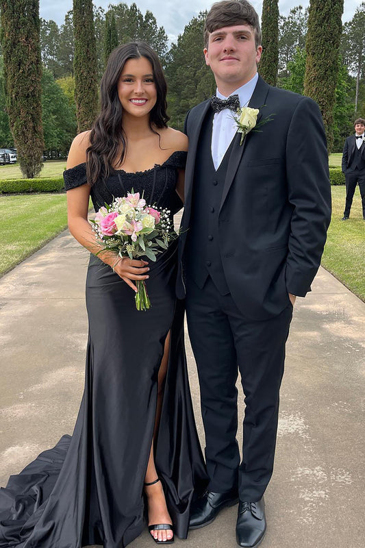 Timeless Black 3-Piece Single-Breasted Prom Suit