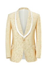 Soft Light Pink Shawl Lapel Jacquard Men's Prom Suit