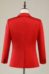 Stylish Notched Lapel Red Prom Blazer for Men