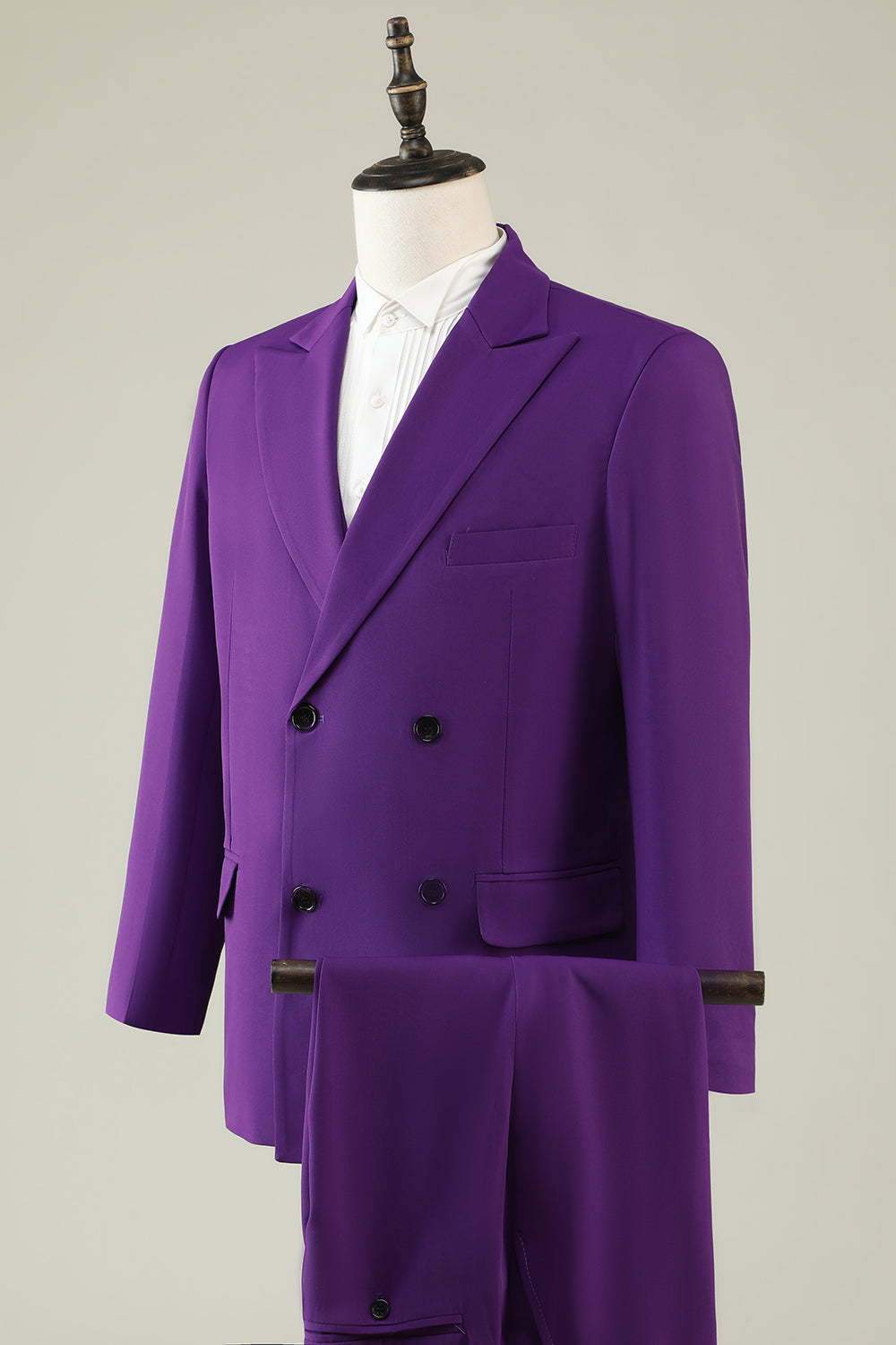 Stylish Purple Double-Breasted 3-Piece Prom Homecoming Suit