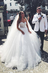 Ivory Wedding Dress Ball Gown Sweetheart Tulle Lace Bridal Dress