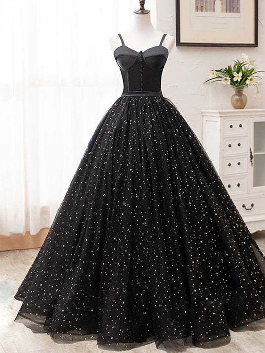 Sexy V Neck Glitter Glamorous Black Long Prom Dress